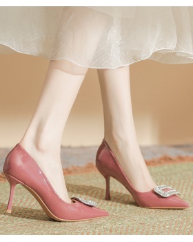 Pure pointed fine-root high-heeled shoes for women