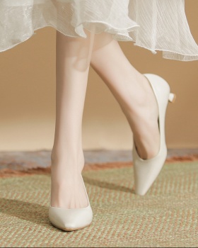 Spring and summer sheepskin shoes pure high-heeled shoes