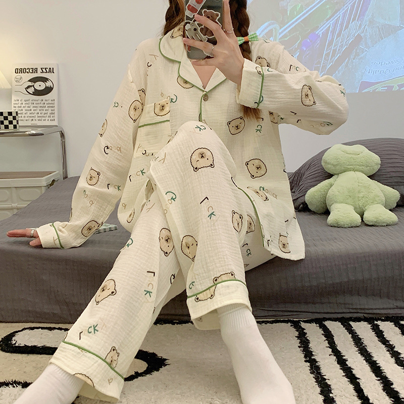 Lovely pajamas cotton cardigan a set for women