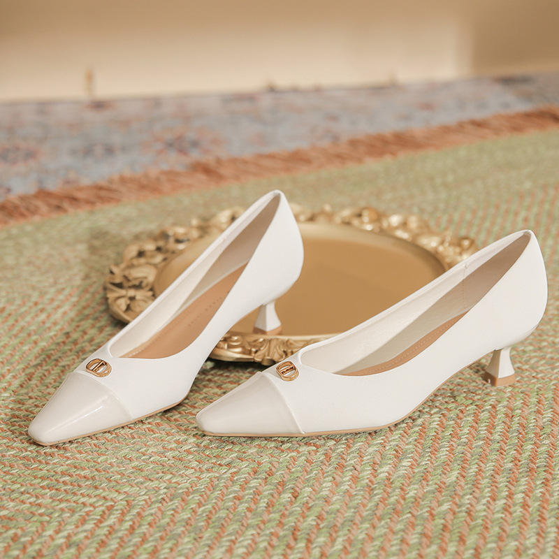 Sheepskin high-heeled shoes pointed shoes
