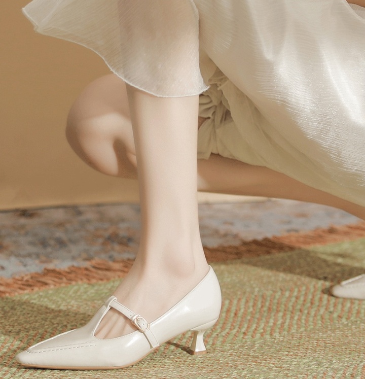 Small low sheepskin shoes pure commuting high-heeled shoes