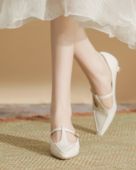 Small low sheepskin shoes pure commuting high-heeled shoes