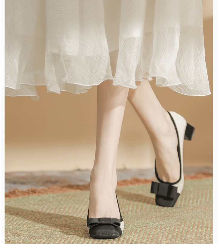 Thick sheepskin shoes stitching leather high-heeled shoes