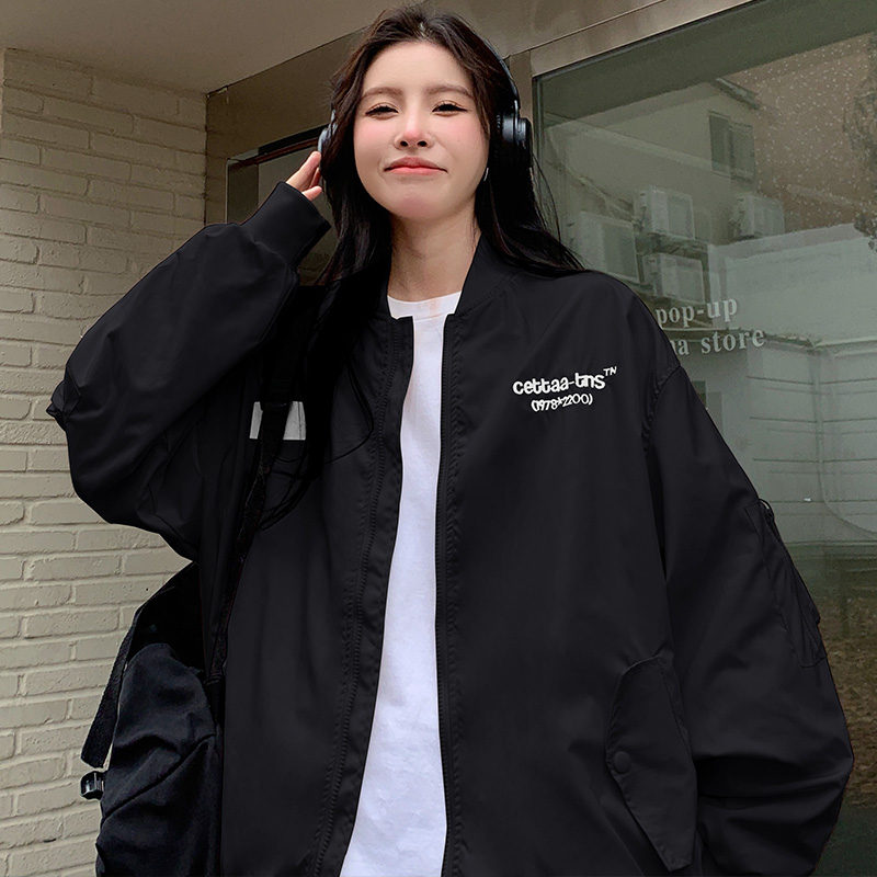 Retro spring jacket loose cstand collar coat for women