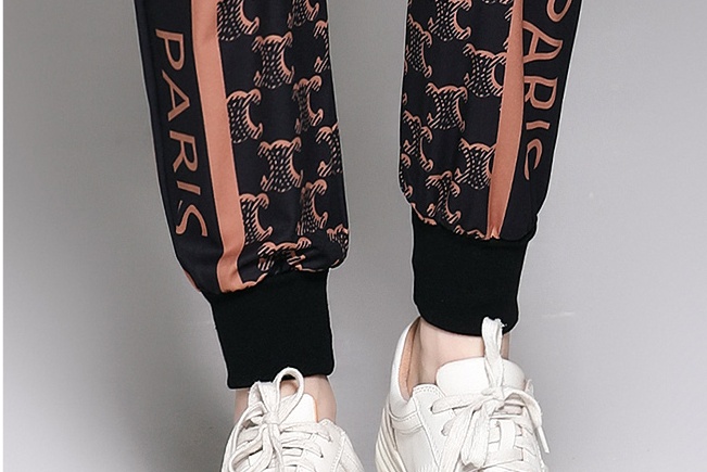 European style printing fashion casual pants 2pcs set