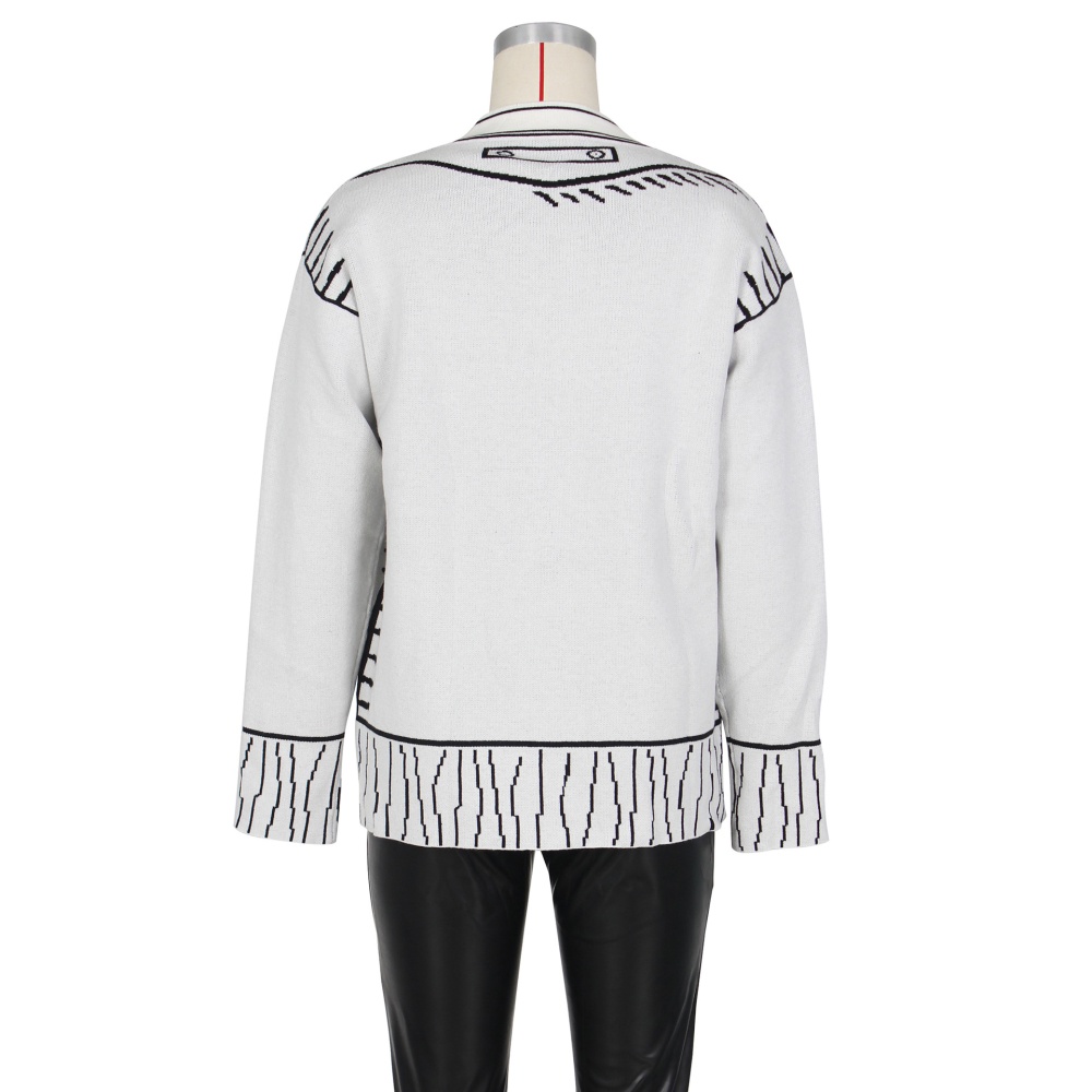 Black and white knitted coat graffiti sweater for women