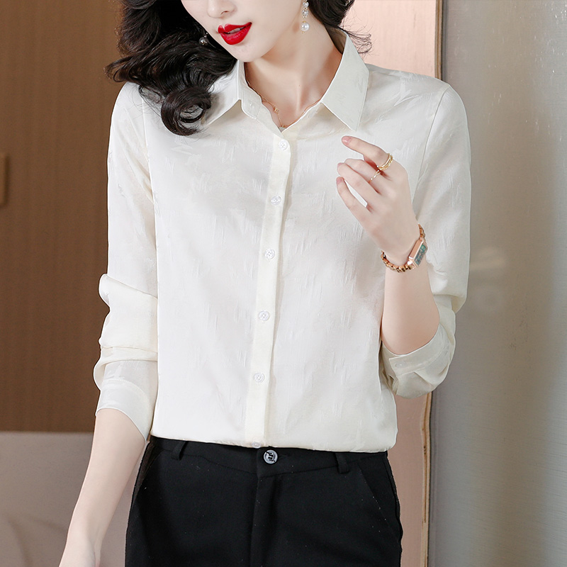 Long sleeve silk tops spring and autumn shirt for women