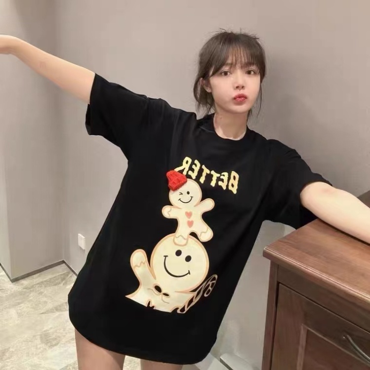 Cartoon spring and summer pure cotton T-shirt for women