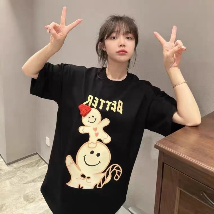 Cartoon spring and summer pure cotton T-shirt for women
