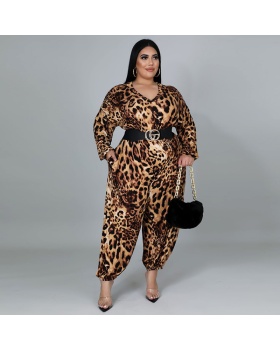 Leopard large yard loose European style long pants for women