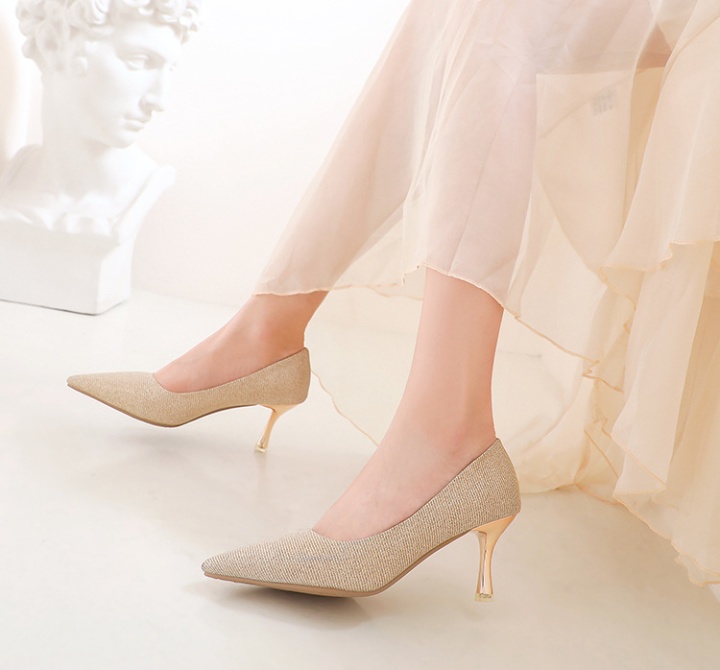 Sequins spring wedding shoes pointed high-heeled shoes