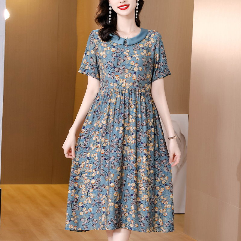 Summer retro luxurious brocade printing dress for women