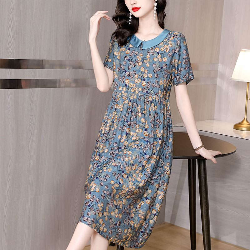 Summer retro luxurious brocade printing dress for women