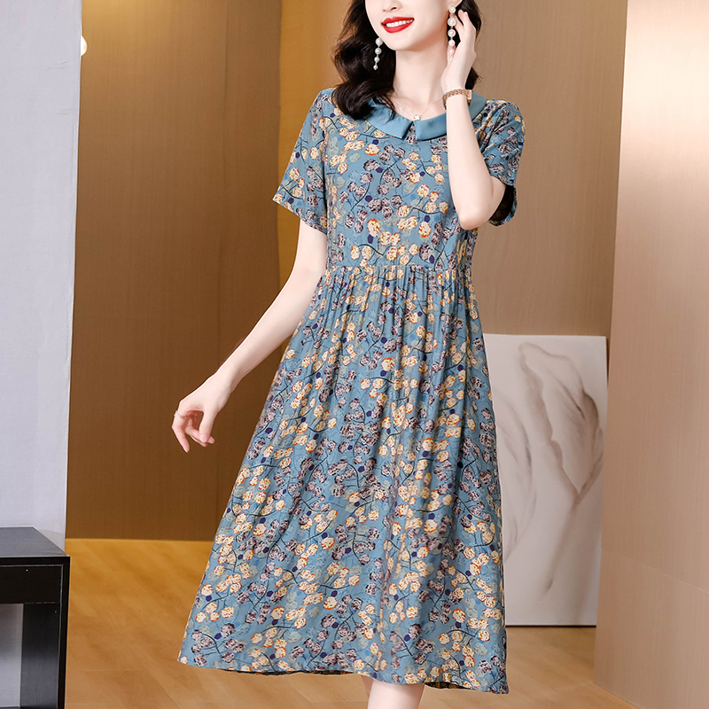 Summer retro luxurious brocade printing dress for women