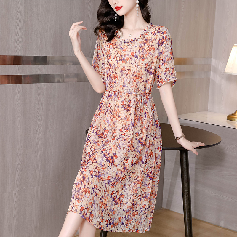 Cover belly temperament summer fashion loose chiffon dress