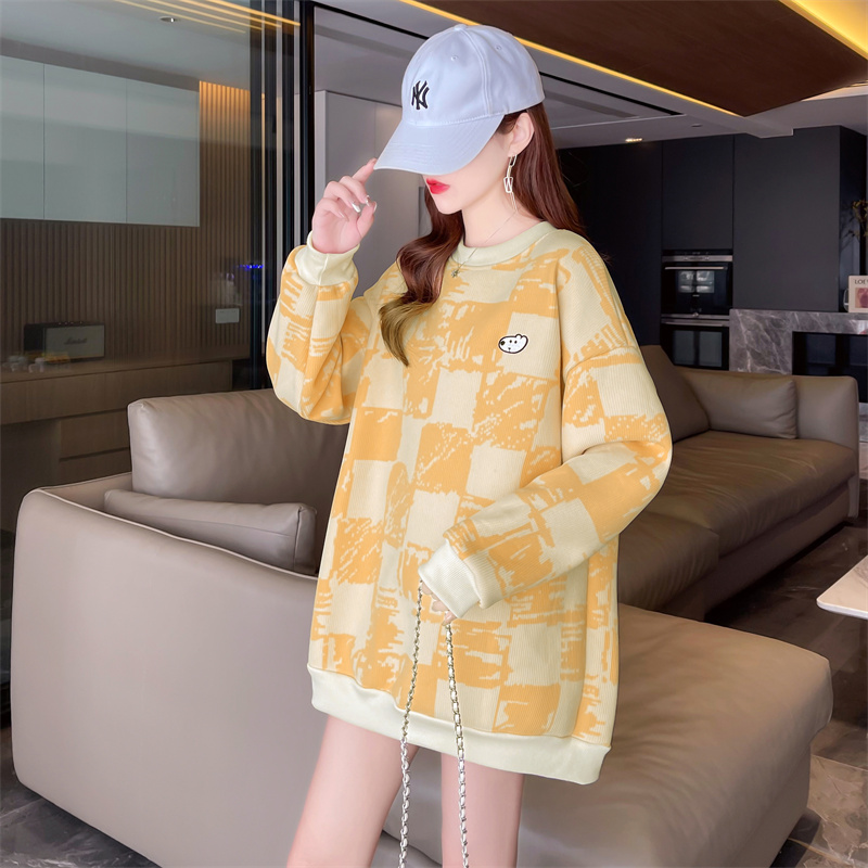 Korean style thin loose printing large yard embroidered hoodie