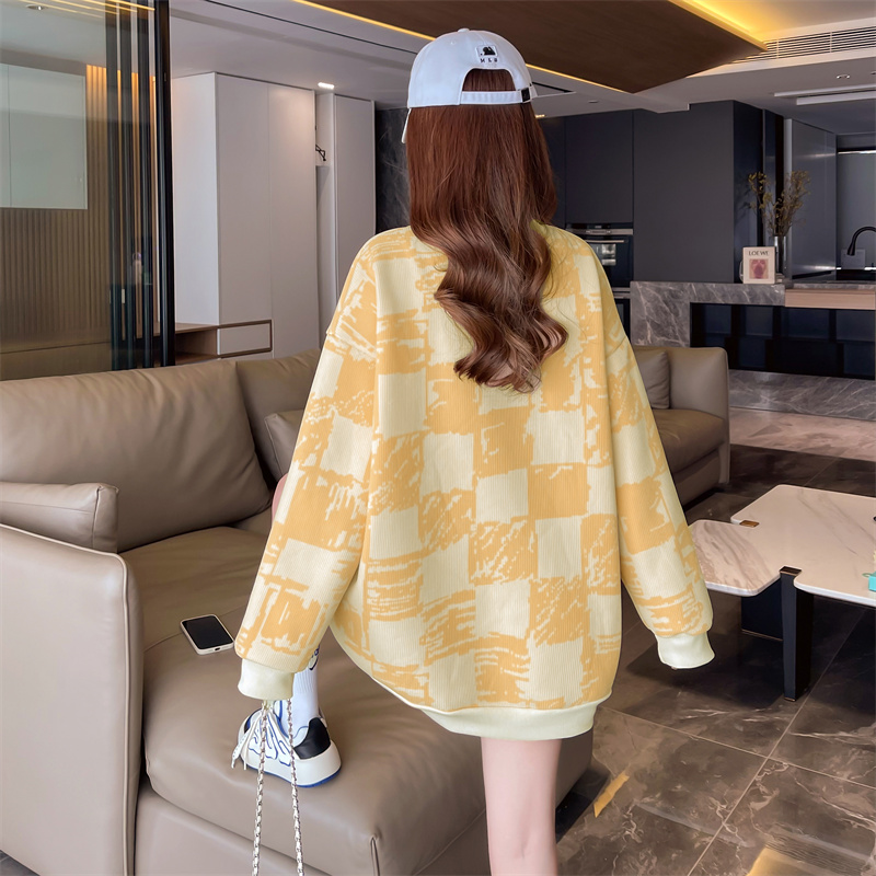 Korean style thin loose printing large yard embroidered hoodie