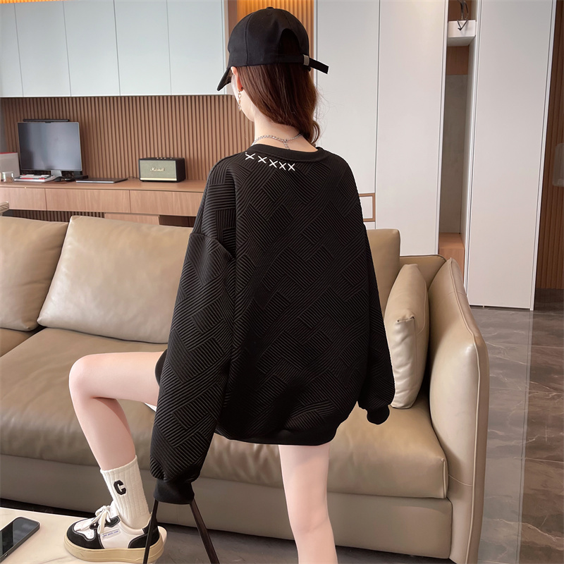 Korean style loose jacquard thin hoodie for women