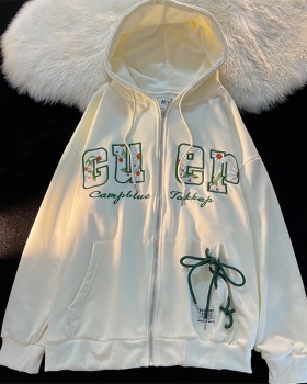 Double big scales thin hoodie fiber hooded embroidery coat