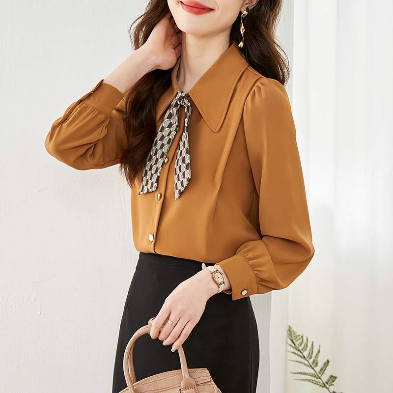 Loose France style tops retro long sleeve shirt for women