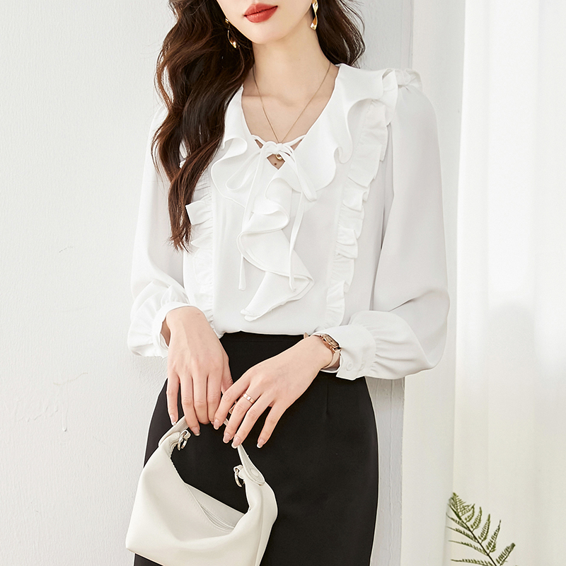 V-neck tops spring and autumn shirt for women