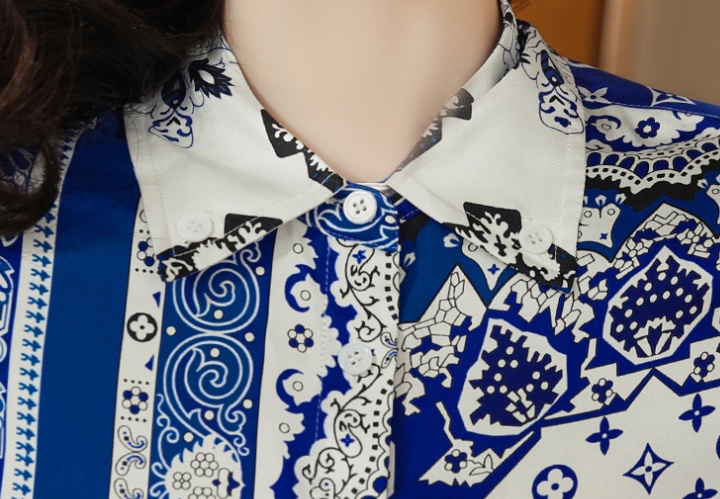 Printing long sleeve real silk commuting shirt for women