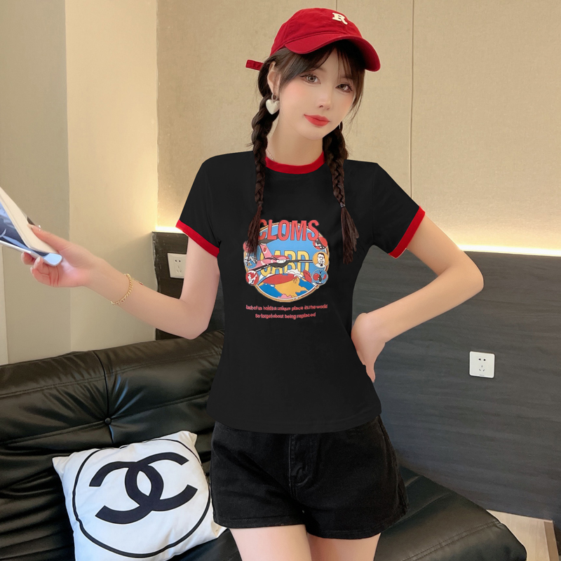 Korean style round neck T-shirt pullover tops