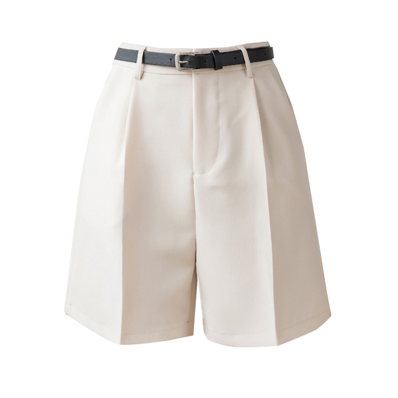 Casual straight slim shorts summer high waist belt