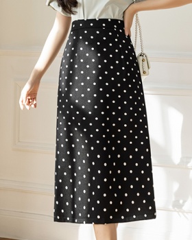 Slim high waist skirt polka dot spring and summer long dress