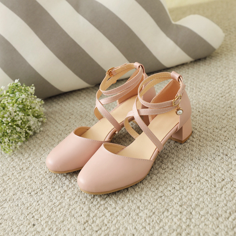Middle-heel cingulate shoes spring sandals for women