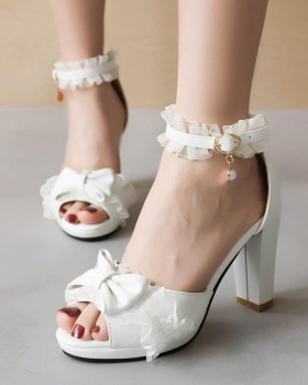 Summer thick sandals bow high-heeled shoes
