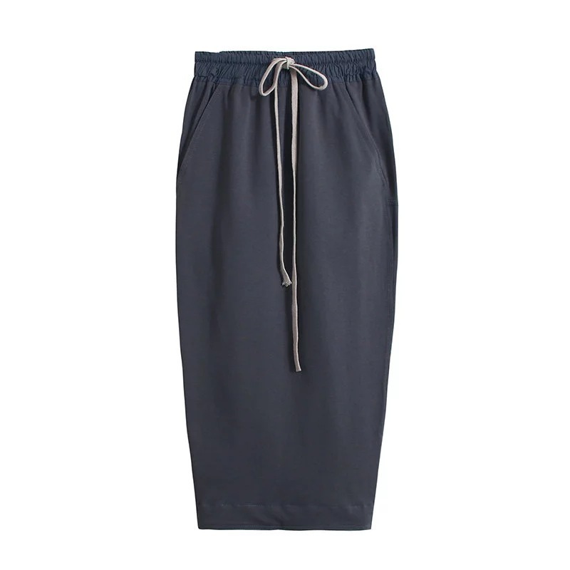 European style split drawstring high waist skirt for women