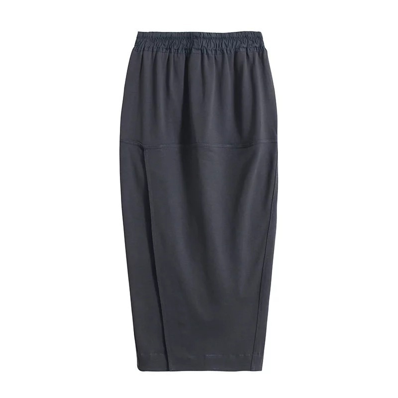 European style split drawstring high waist skirt for women