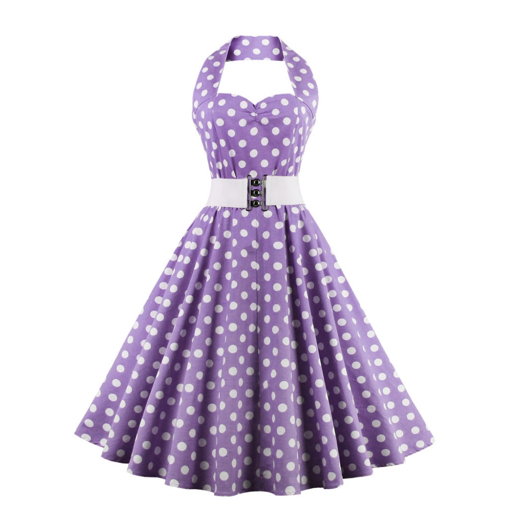Sexy European style printing halter big skirt polka dot dress