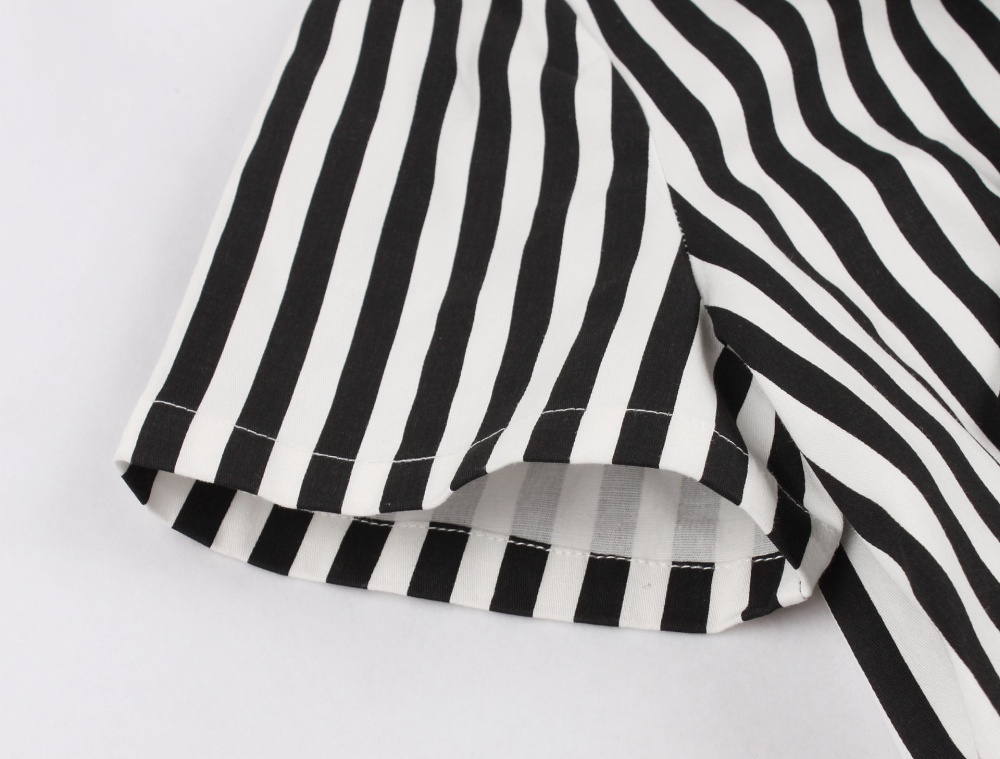 Buckle black retro stripe dress for women