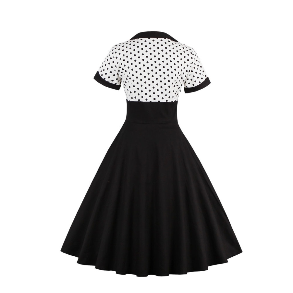 Polka dot retro square collar big skirt dress