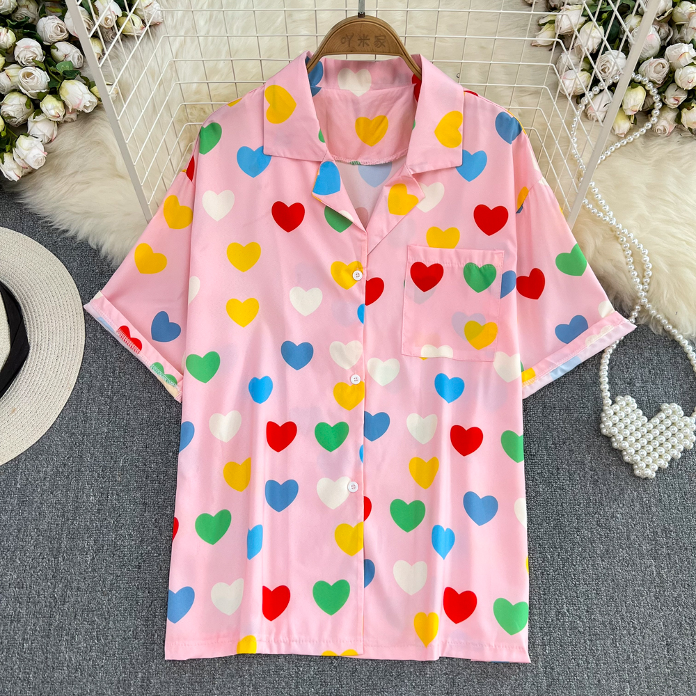 Loose Korean style shirt all-match pajamas for women