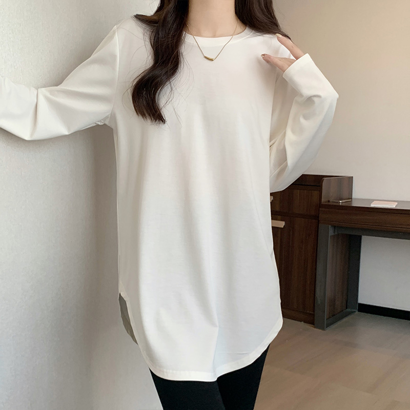 Arc hem loose tops spring and autumn T-shirt for women