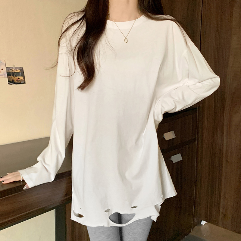 Long irregular bottoming shirt long sleeve tops for women