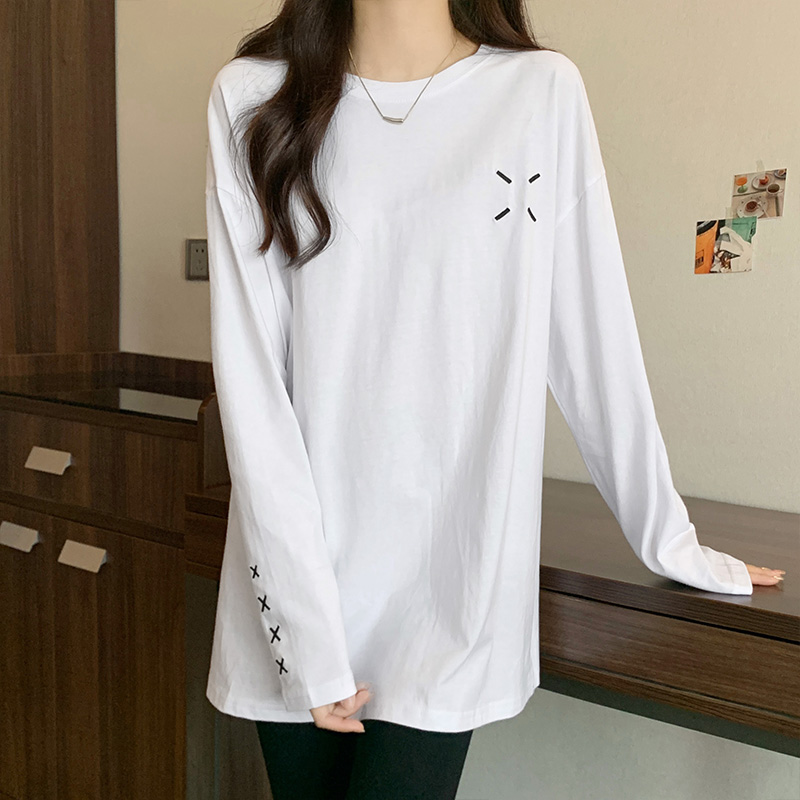 Long sleeve long tops pure cotton cuff shirt for women