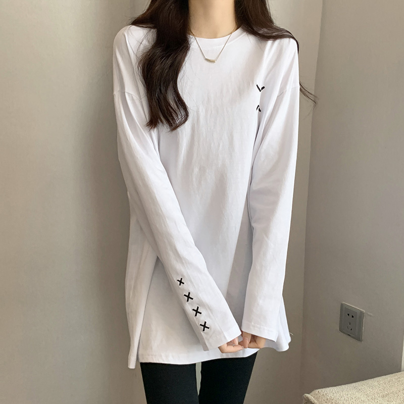 Long sleeve long tops pure cotton cuff shirt for women