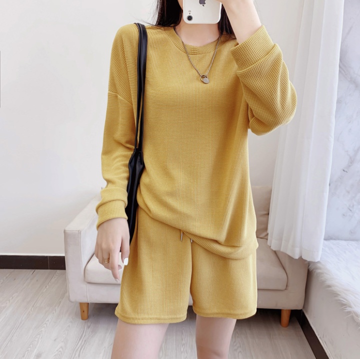 Sports wide leg shorts loose Casual hoodie 2pcs set for women