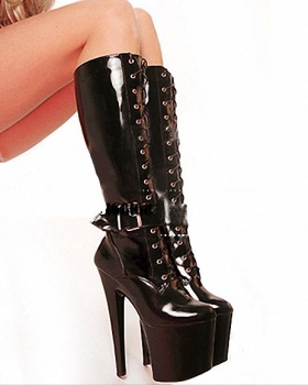Stage fashion black thigh boots high-heeled catwalk boots