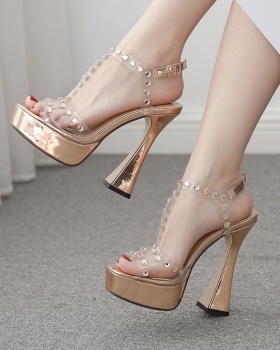 High-heeled sexy high-heeled shoes rhinestone platform