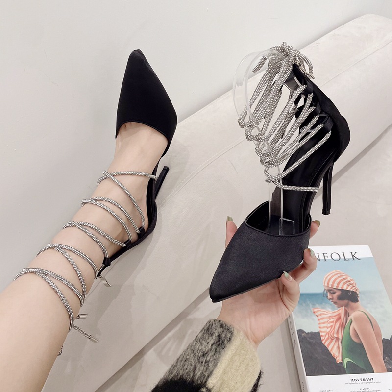 Pointed high-heeled shoes cross sandals for women