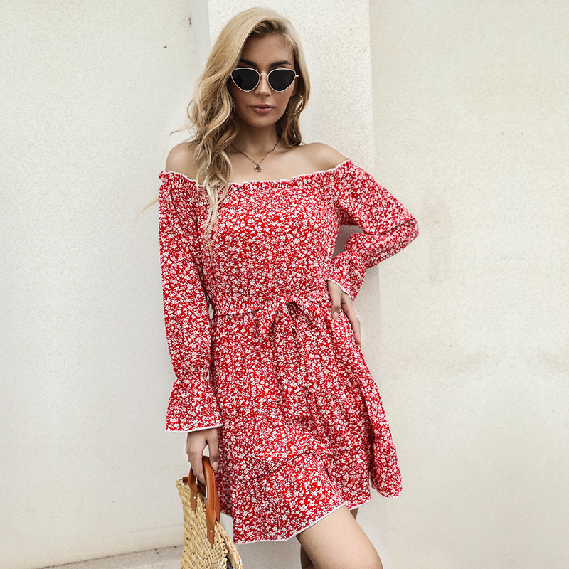 Strapless long sleeve flat shoulder dress for women