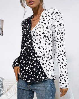 Leopard long sleeve European style spring shirt