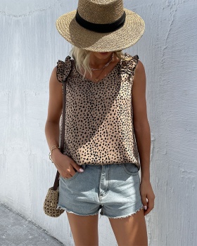 Summer leopard fashion European style sling tops for women