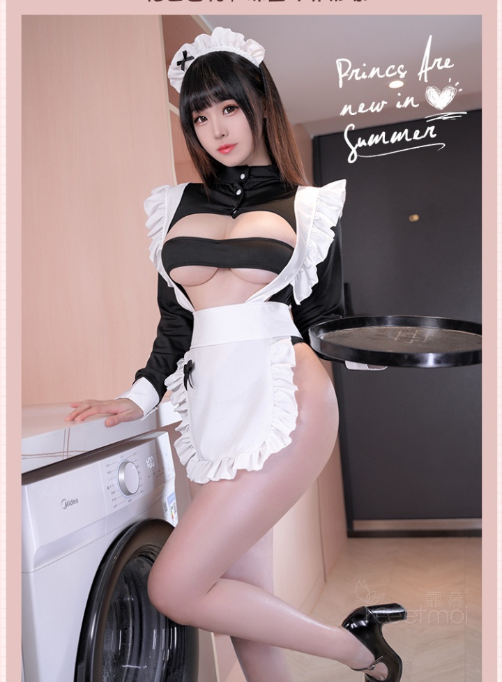 Wrapped chest sexy high slit maid Sexy underwear a set