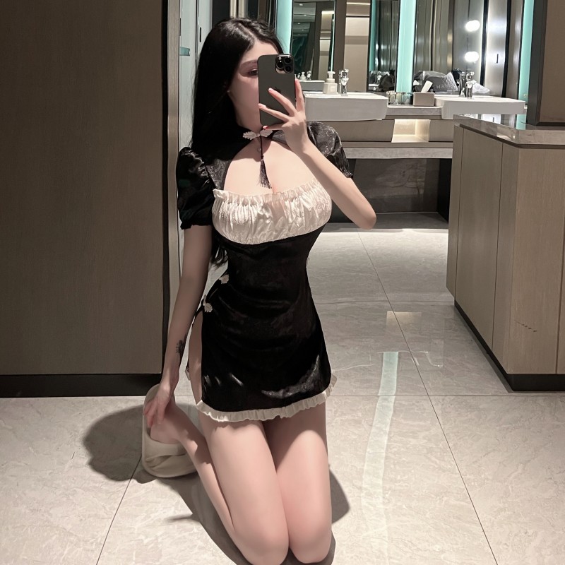 Short split dress sexy low-cut cheongsam for women